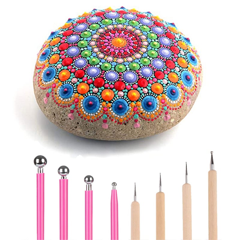 Ecjiuyi Ball Stylus Dotting Painting Tool Set,Ecjiuyi 8 Piece Sculpt Modeling Tools,Mandala Rock Painting Tools, Ceramics Doll Fondant Modeling, Paper Flowers, Embossing Pattern - Image 2